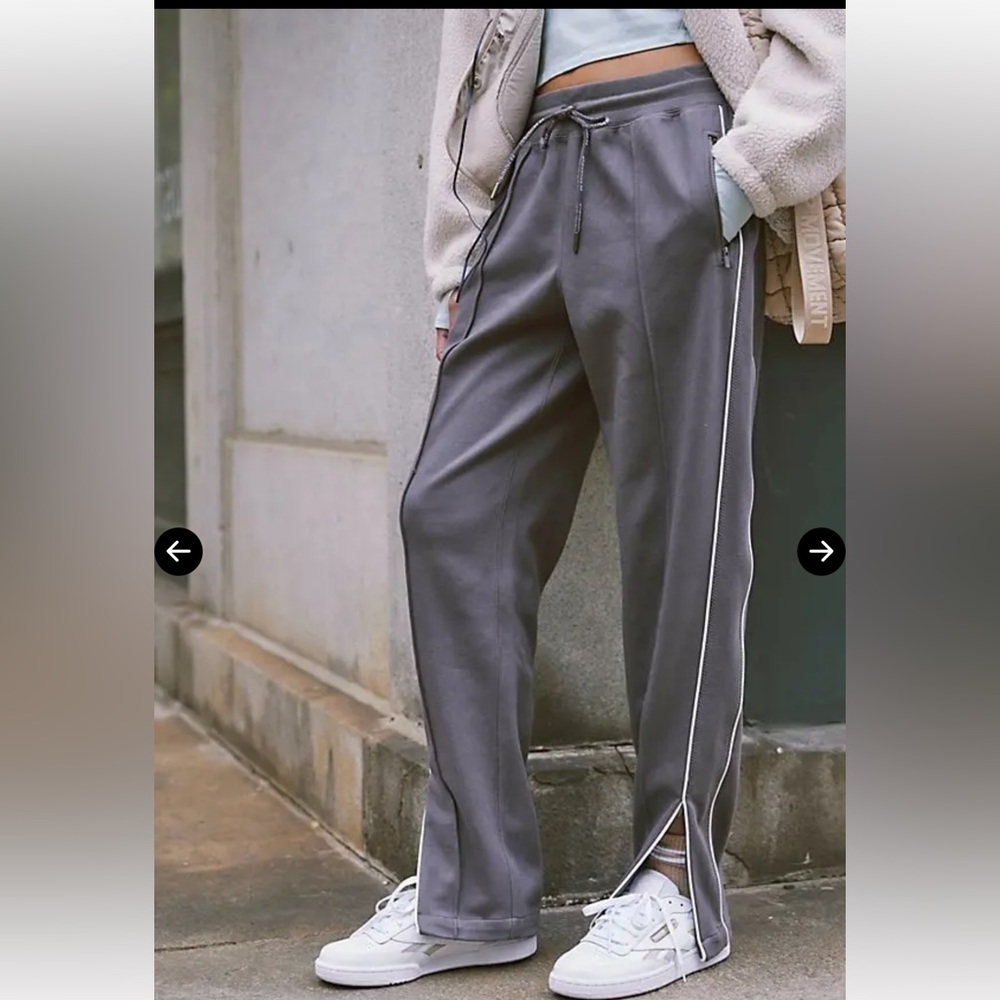 FREE PEOPLE Hop To It Track Pants - Gunmetal NWT Retail $98